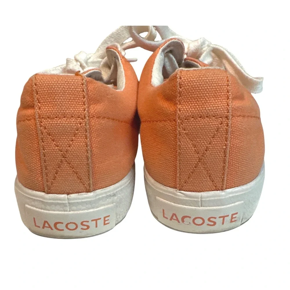 Lacoste Preppy Orange Canvas Sneakers Women's 6.5 Lace Up Low Top Tennis Shoes